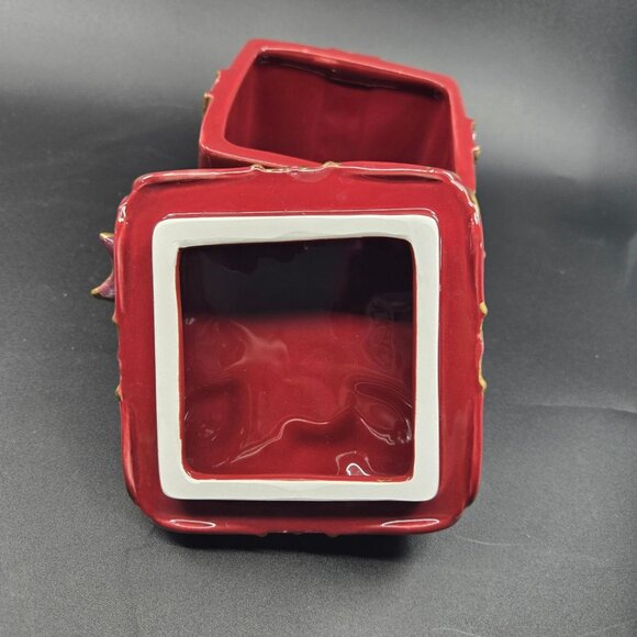 Fitz & Floyd Classics Renaissance Red Ceramic Gift Box With Gold Accents excelle - Picture 7 of 9